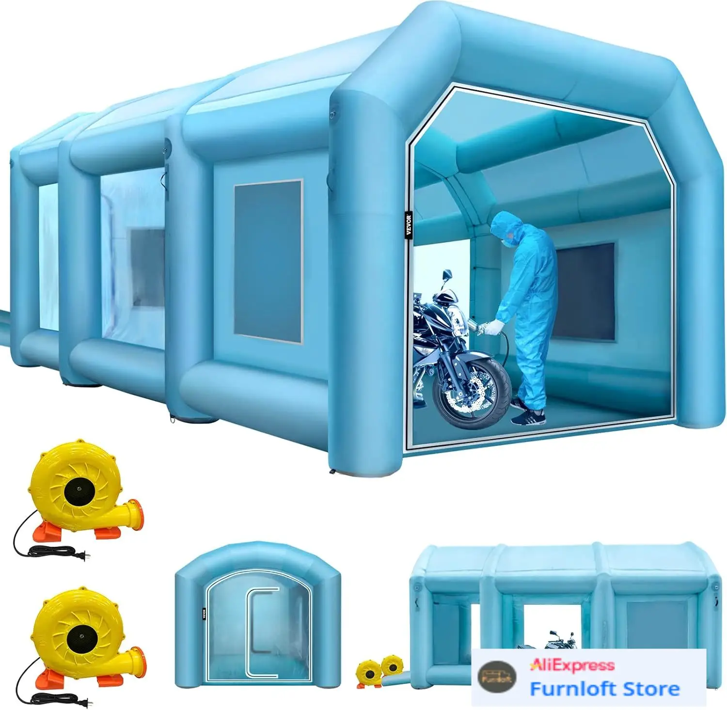Inflatable Paint Booth - บูธพ่นสีแบบเป่าลม ขนาด 29.5x19.7x13 ฟุต พร้อมเครื่องเป่าลมกำลังสูง 2