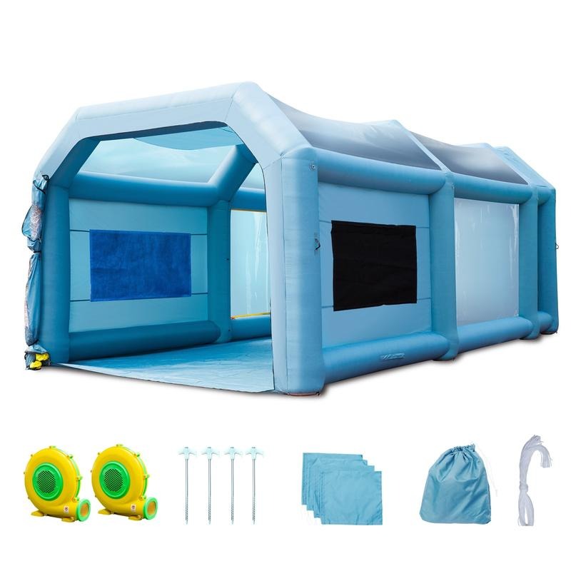 Inflatable Paint Booth - บูธพ่นสีแบบเป่าลม, ขนาด 23x13x8.5 ฟุต, บูธพ่นสีแบบเป่าลมพร้อมเครื่องเป่าลมกำลังสูง 480W+750W,