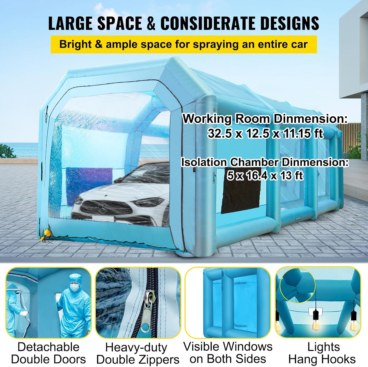 ห้องพ่นสีแบบเป่าลม ขนาด 39.4x1 - Inflatable Paint Booth บทวิจารณ์และราคา
